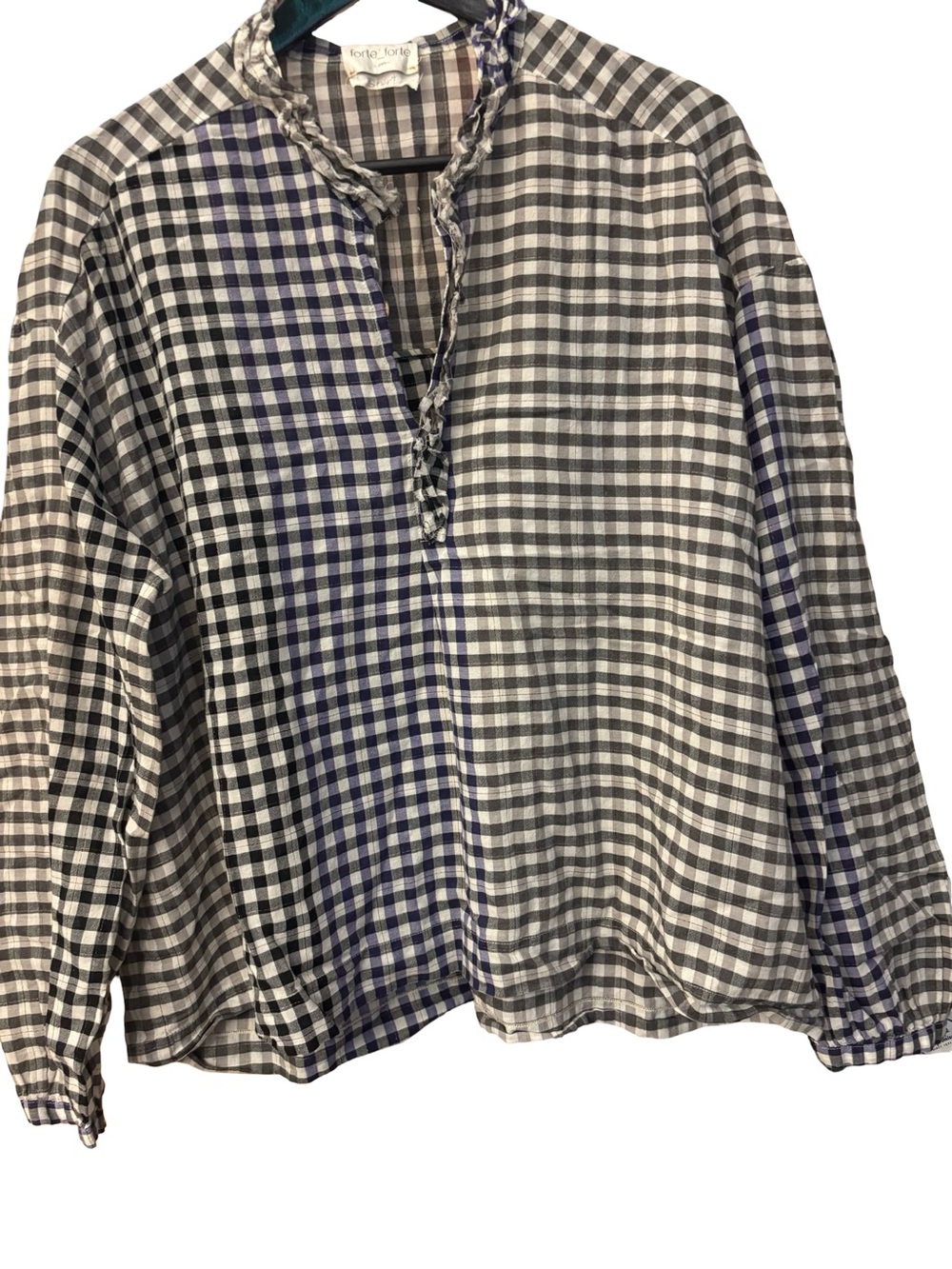 Women’s gingham semi/ sheer Long-Sleeve Shirt
